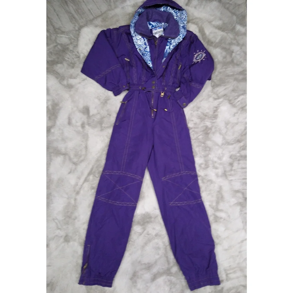 Vintage 80s 90s Powderhorn Ski Suit Purple - Picture 2 of 12